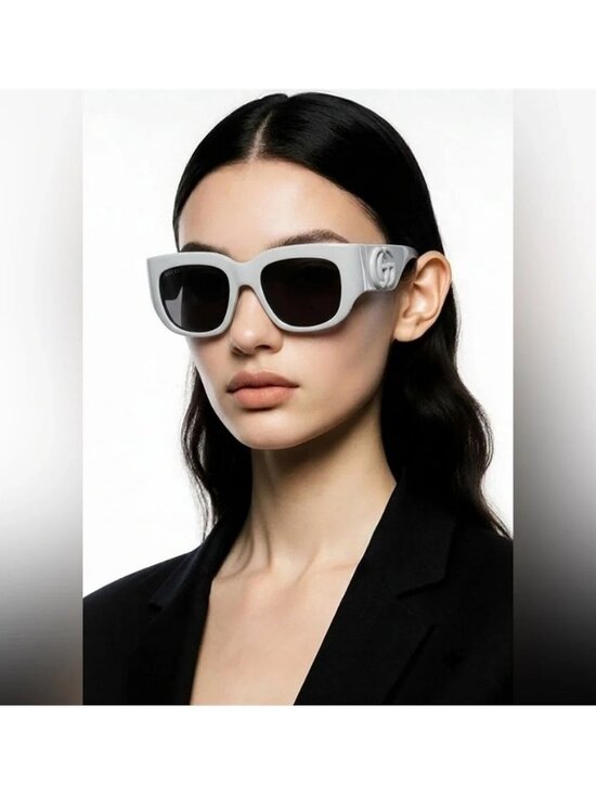 New Authentic  Gucci GG1545S 003 – Light Grey Oversized Square Sunglasses ✨ main image 6